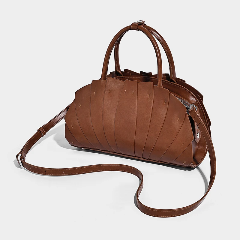 Fächerförmige Lotusblatt-Rüschen-Umhängetasche, Handgefertigte Patchwork-Tragetasche für Damen, Designer Trendige Pendler-Boho-Chic-Handtasche – Detail 9