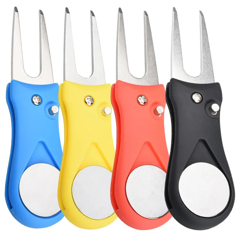 1PCS Foldable Golf Divot Repair Tool Switchblade Pitch Groove Cleaner Golf Pitchfork With Golf Marker Golf Acessories