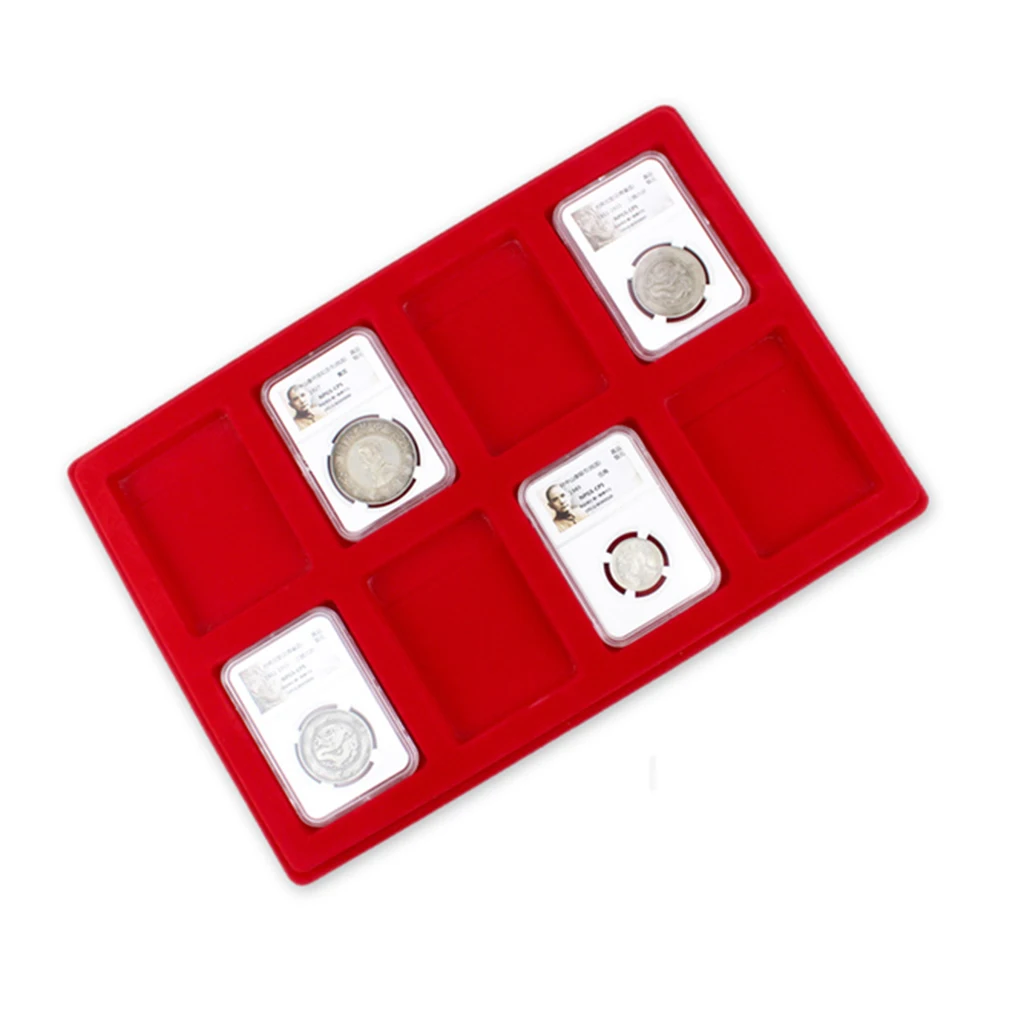 8 شبكات إطار مخملي عملة عرض صينية المعرض عملة جمع صندوق عملة ل PCGS NGC عرض صندوق تحديد العملة
