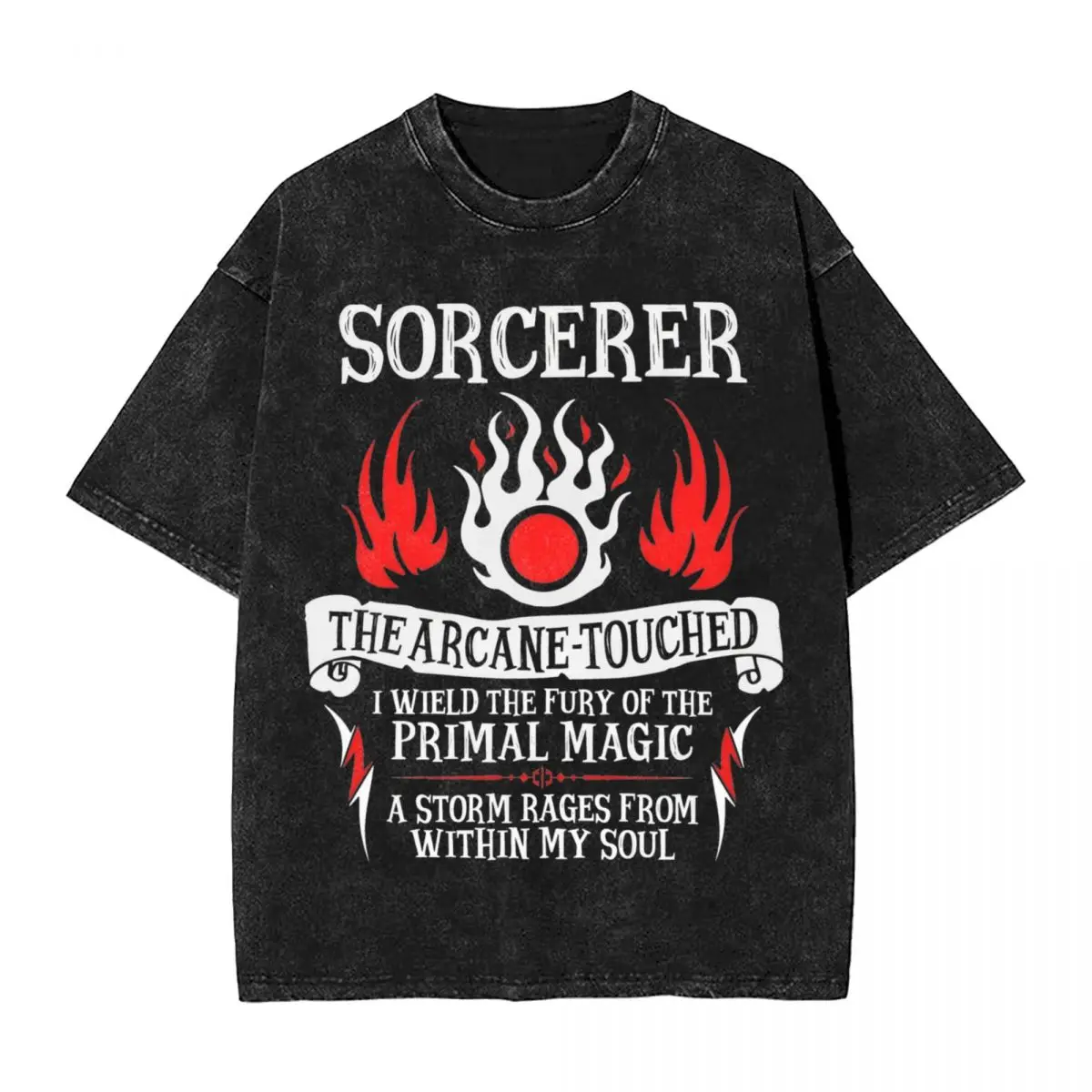 SORCERER, The Arcane-Touched T Shirts Hip Hop Washed 100% Cotton Oversize T-Shirt Men Women Tops Streetwear Summer Tee Shirt