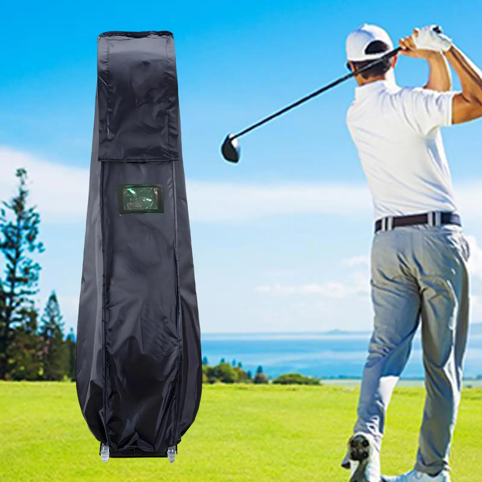 Golf Bag Rain Sleeve Dust Cover Rain Shield Accessory Portable 114x35cm Space Saving Fits All Standard Bags Zippered Access