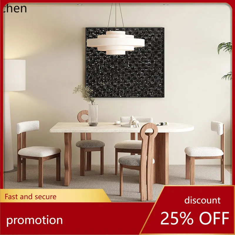 ZML Rock Plate Dining Table Small Apartment Living Room Against The Wall Island Table Solid Wood Dining Table