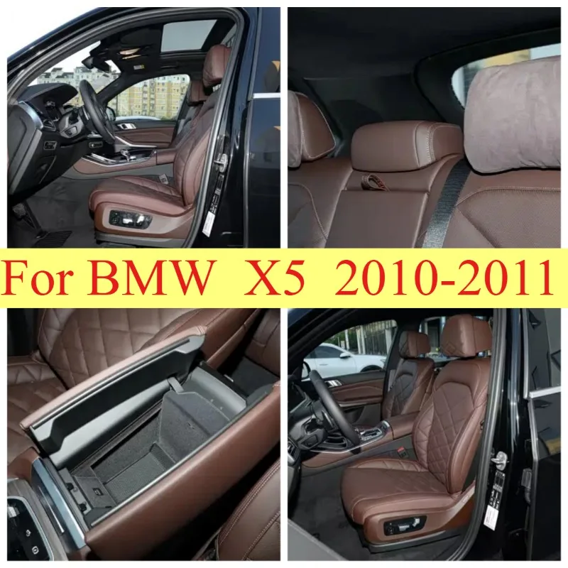 Индивидуальные чехлы на сиденья для BMW X5 2010-2011 из веганской кожи для 5 передних сидений.
