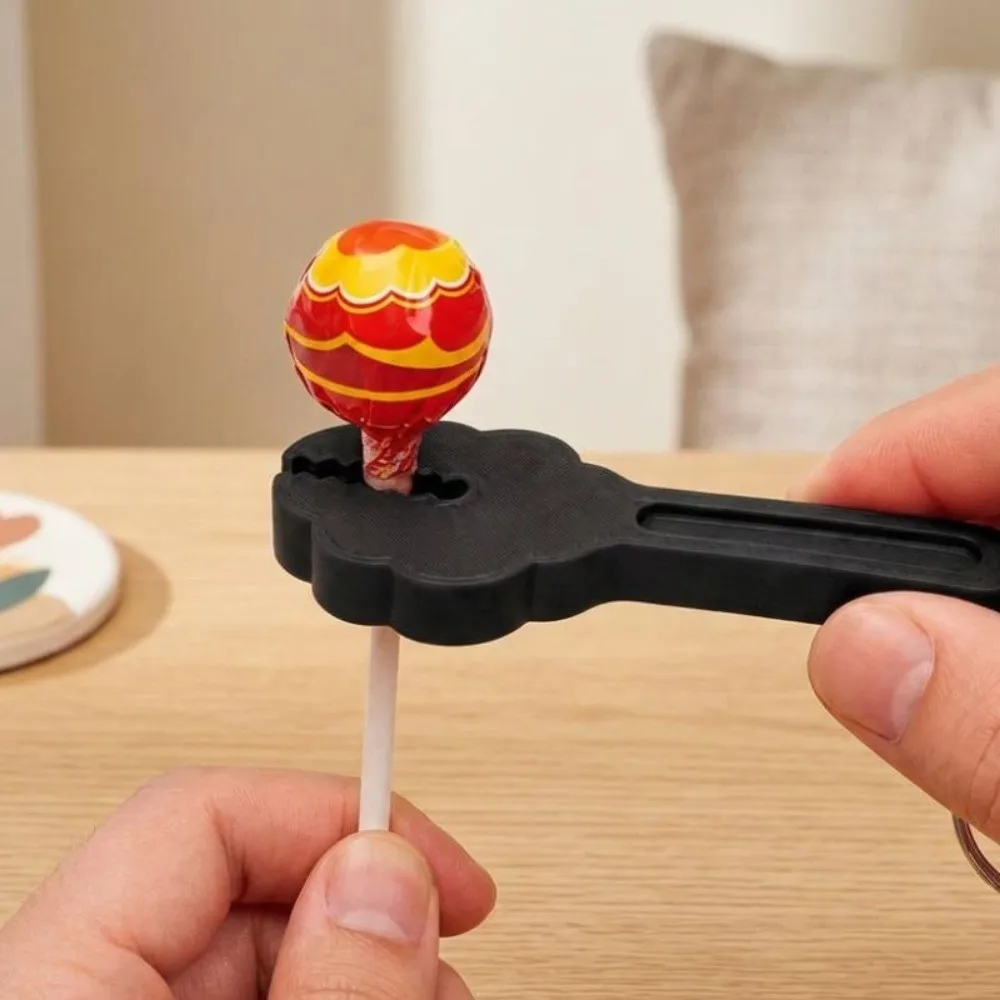 2Pcs Plastic Lollipop Opener with Keychain Scratch Resistant Integrated Candy Opening Key Ring 3D Printing Labor Saving