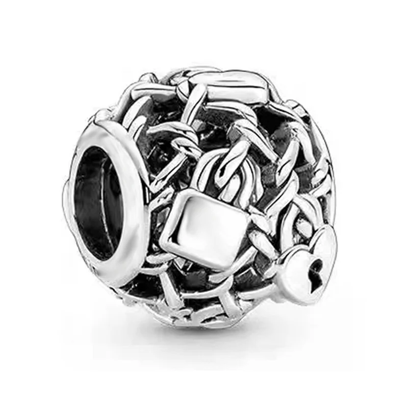 2025 novo coração oco liga grande buraco grânulo banhado a prata charme contas pulseira colar para mulheres diy jóias accessorie