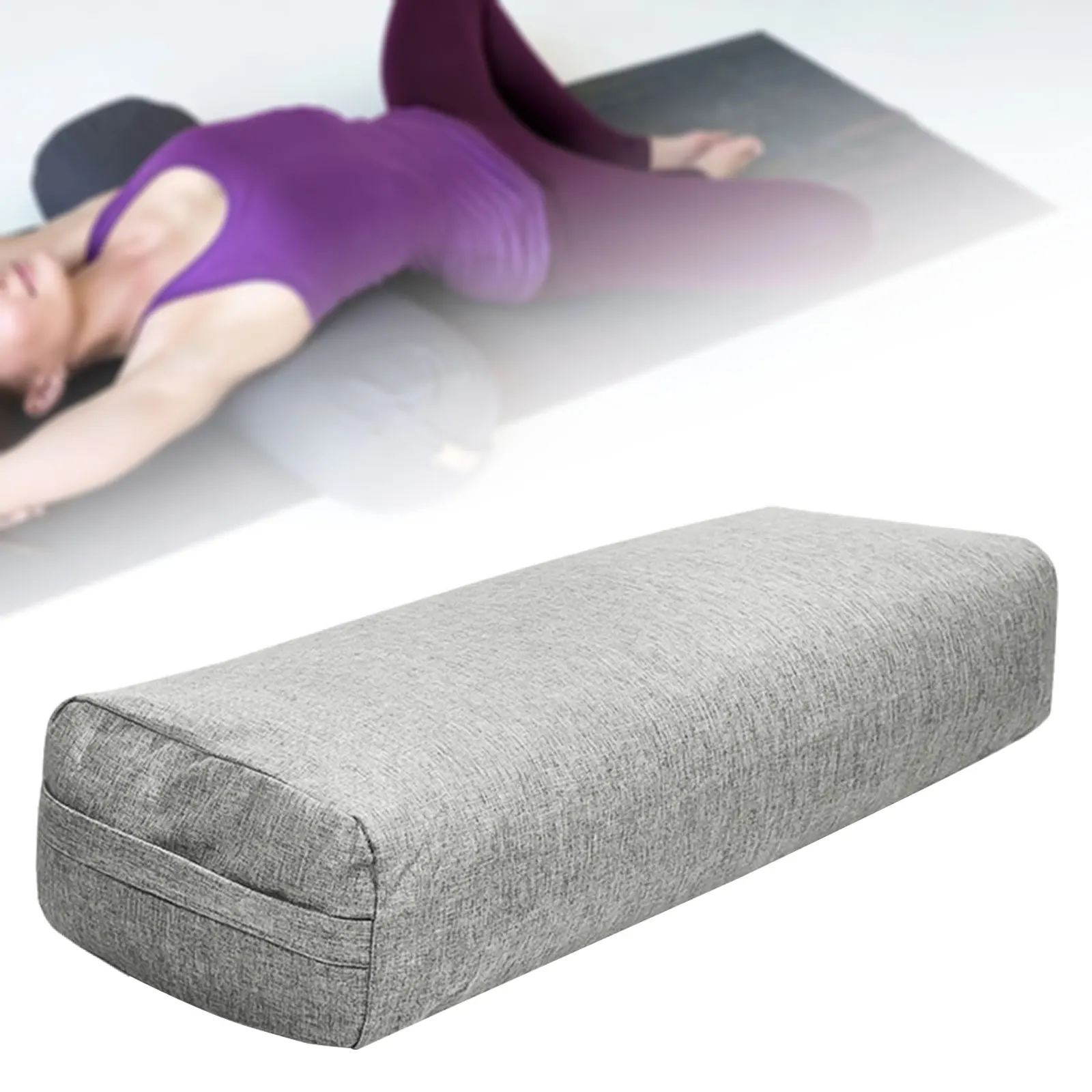 Yoga Bolster Pillow Versatile Support Cushion with Carry Handle Poses Modification Meditation Yoga Prop for Restorative Yoga