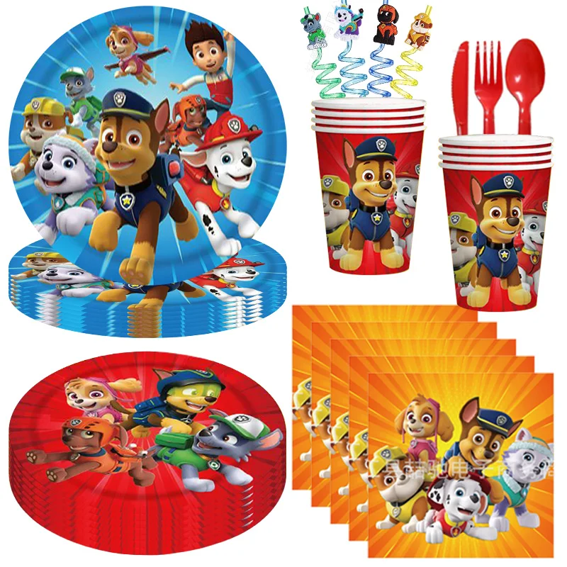 Paw Patrol Birthday Decoration Tableware Kit Cup Plate Balloons Backdrop Banner Happy Birthday Patrol Paw Child Party Supplies