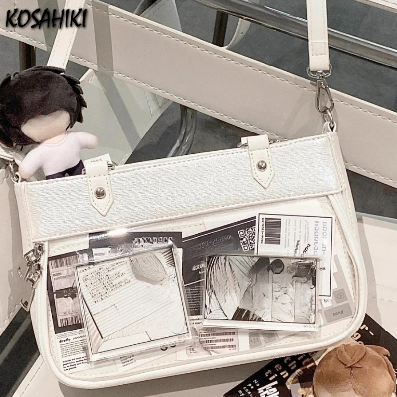 

Korean Casual Transparent Ita Bags Y2k Aesthetic Simple All Match Underarm Bag Trend Streetwear Women Shopping Shoulder Handbags