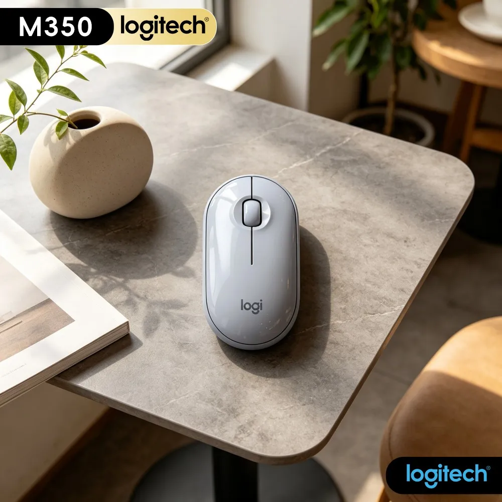 Logitech M350 Wireless Silent Mouse - 90% Less Click Noise, Recycled Plastic, 10M Range, 1000 DPI, Eco-Friendly Office Pick