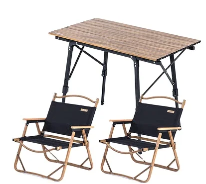 Naturehike outdoor picnic camping MW02 & MW03 portable foldable wood grain camping table with chairs