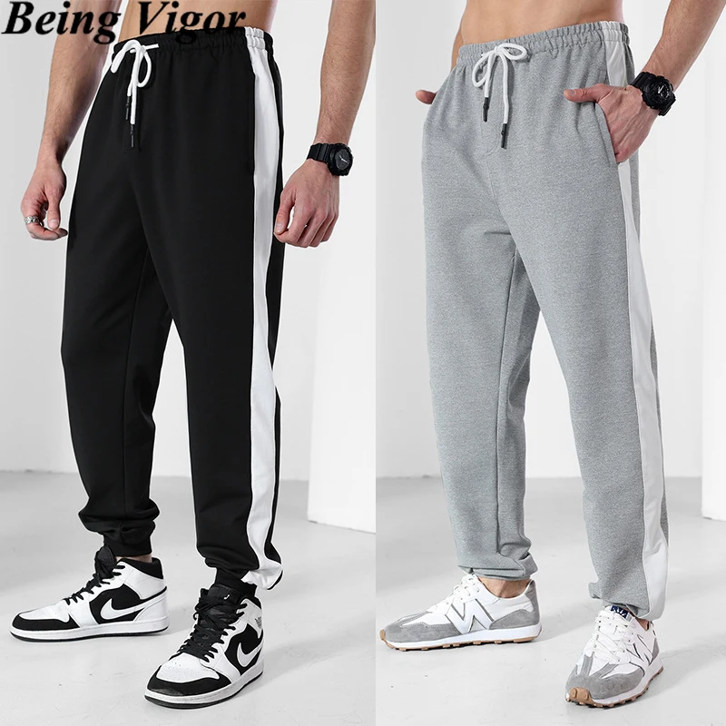 

Being Vigor Mens Trousers Sweat Pants Loose Running Joggers With Side Stripes Street Wear Long Jogging Pants