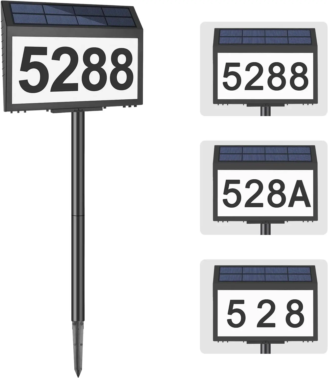 

Solar House Number Light for Outside, LED Illuminated Address Sign Waterproof for Yard Wall Mount or Ground Stake, 8.7x6.4in
