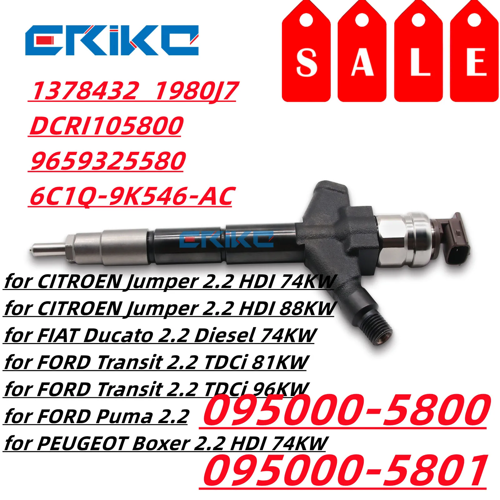 095000-5800 095000-5801 Injector 6C1Q-9K546-AC 1980J7 DCRI105800 1378432 9659325580 for CITROEN FIAT FORD PEUGEOT Boxer 2.2 HDI