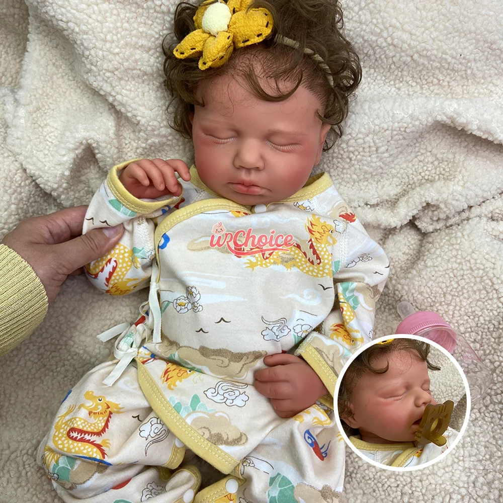 Open Mouth 20 Inch Cute Silicone Reborn Doll Handmade Rooted Hair Reborn Doll Soft Newborn Loulou Spain Art Doll Accessories