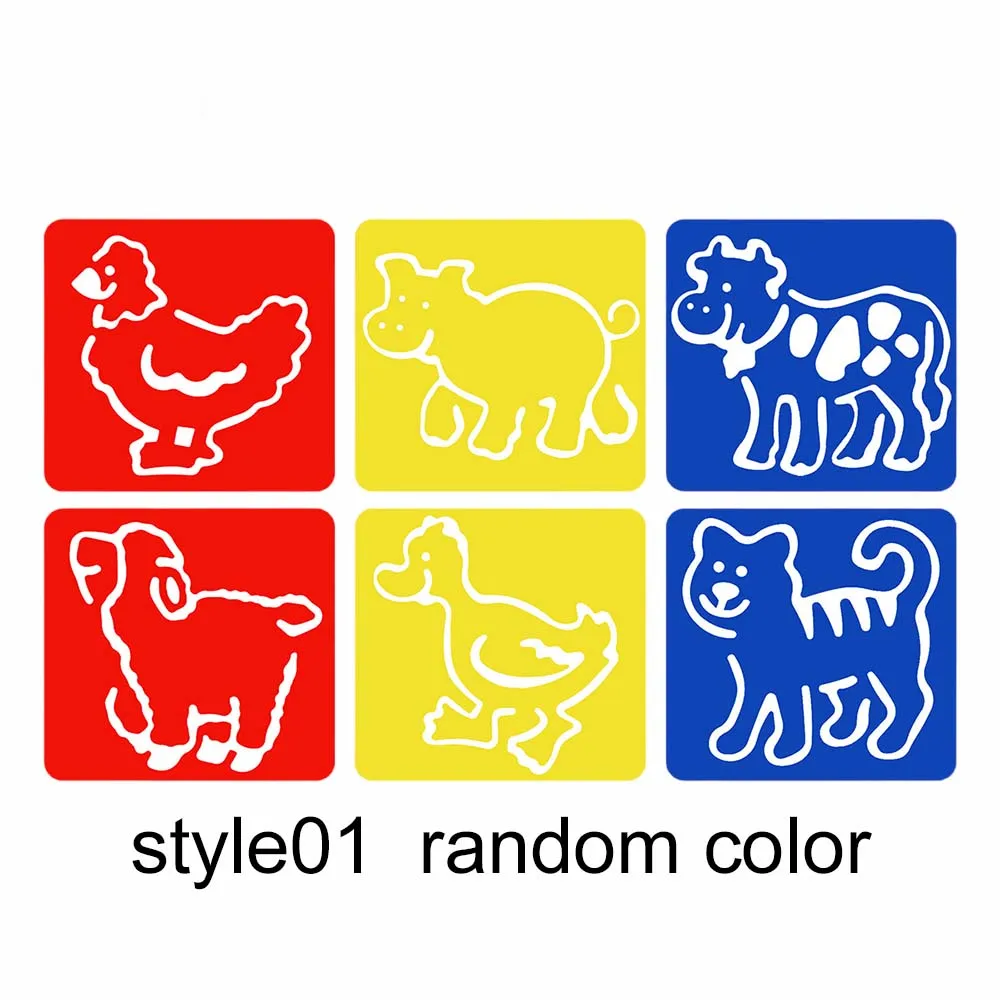 6pcs Cartoon Pattern Drawing Stencils for DIY Crafts