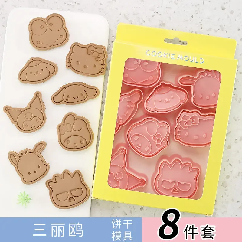 8 pz/set stampo per biscotti Sanrio 3D Cartoon Biscuit Cinnamonroll Kuromi hellobyke Anime Figure accessori per la cottura fai da te Cutter Custom