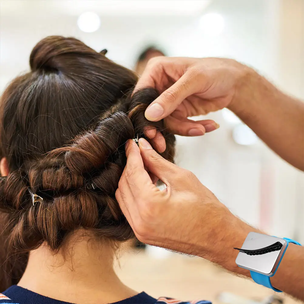 

2Pics Magnetic Pin Holder Bracelet Strong Magnet Slap Wristband for Hairdresser Sewing Needle Storage Hair Clip Organizer