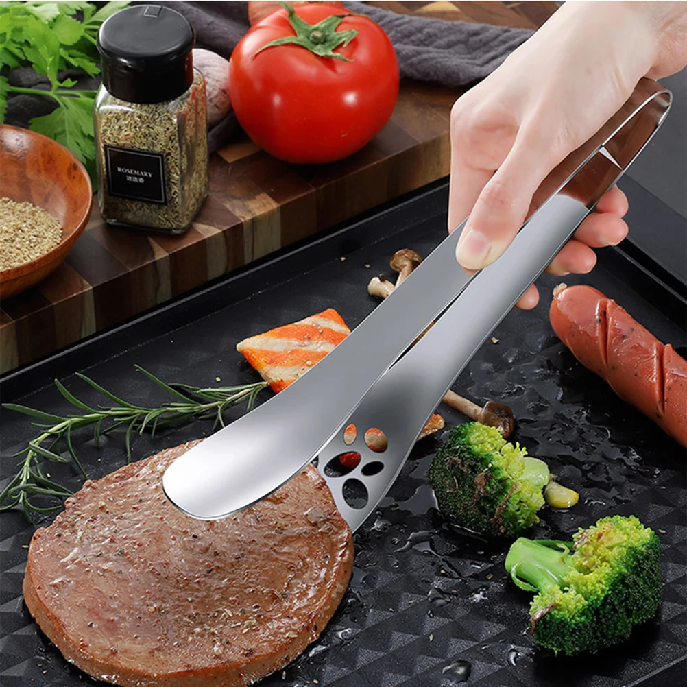 

Stainless Steel Bread Clip Hollow Design Heavy Duty Food Serving Tong for Bbq Buffet Party Kitchen Use Cake Salad Pizza Steak