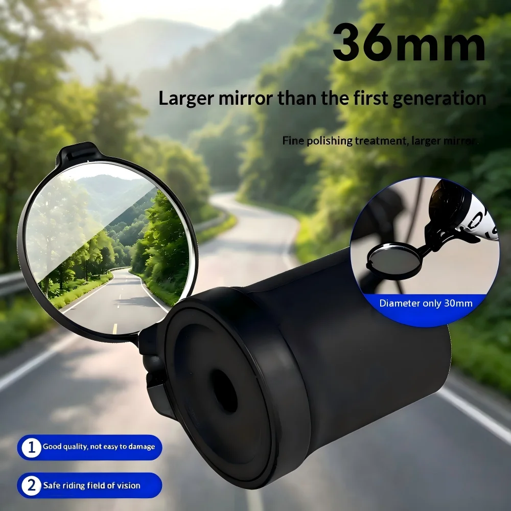 Bike Mini Rearview Mirror 360° Rotatable Adjustable Handlebar Grip Mount Wide Angle HD for MTB Road Bike E-Bike Scooter Cycling