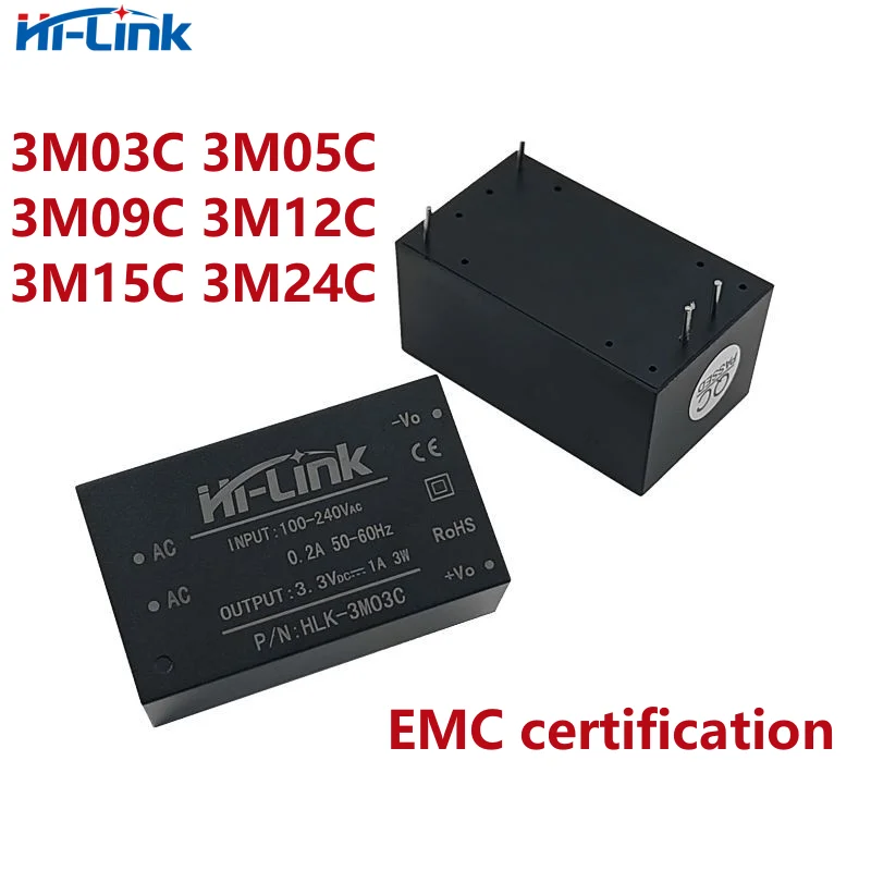 Hi-Link 3M05C 3M03C 3M09C 3M12C 3M15C HLK-PM01 ACDC  D Converter 220V to 5V 3W 0.6A Step Down Switching Power Supply Module IC