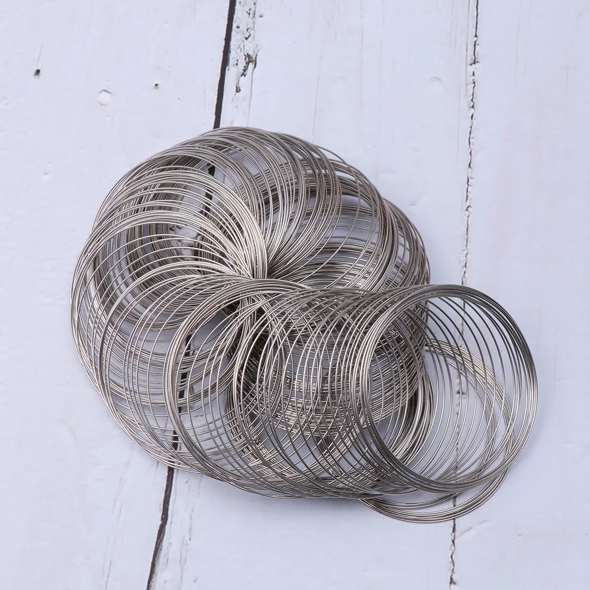 1 Roll 300 Circles 55Mm Silver Steel Wire Frosted Bracelet Wire Suitable DIY Jewelry Making Hand Chain Craft Steel Ring