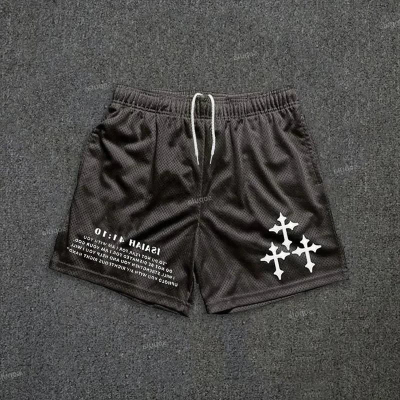 Cross Print Graphic Casual Shorts Breathable Basketball Men Shorts Loose Sports Training Fitness Gym Fashion Quick-dry Shorts