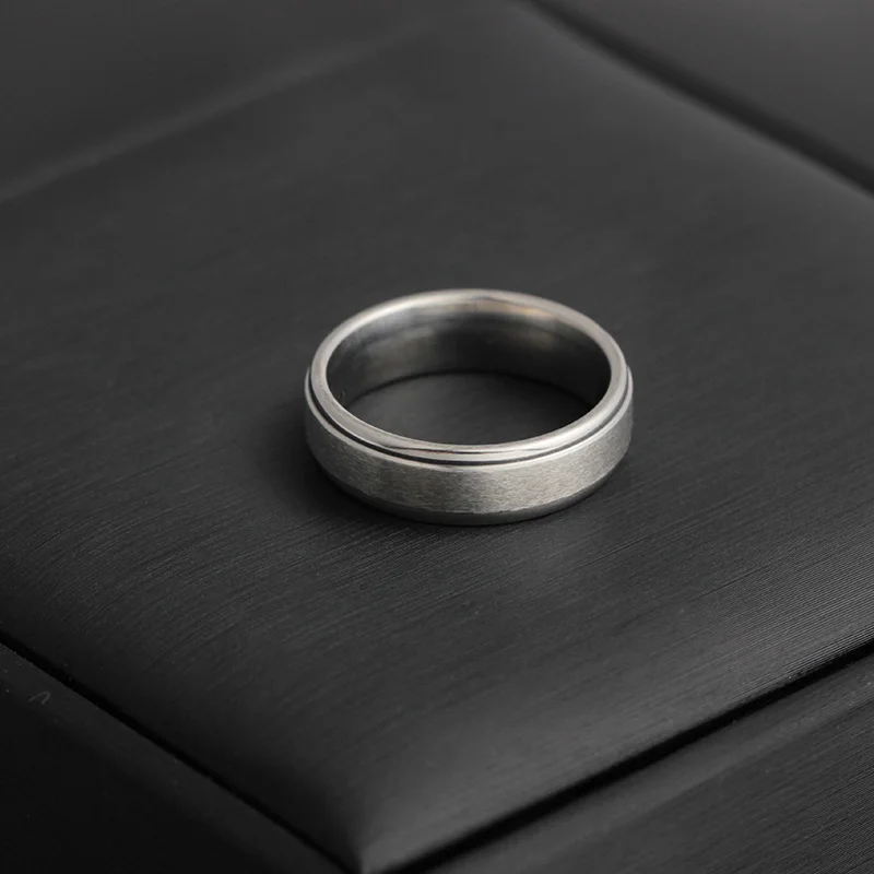 Customizable 6mm Stainless Steel Spinner Ring for Men Classic Stress Release Wedding Band Casual Sport Jewelry Accessory