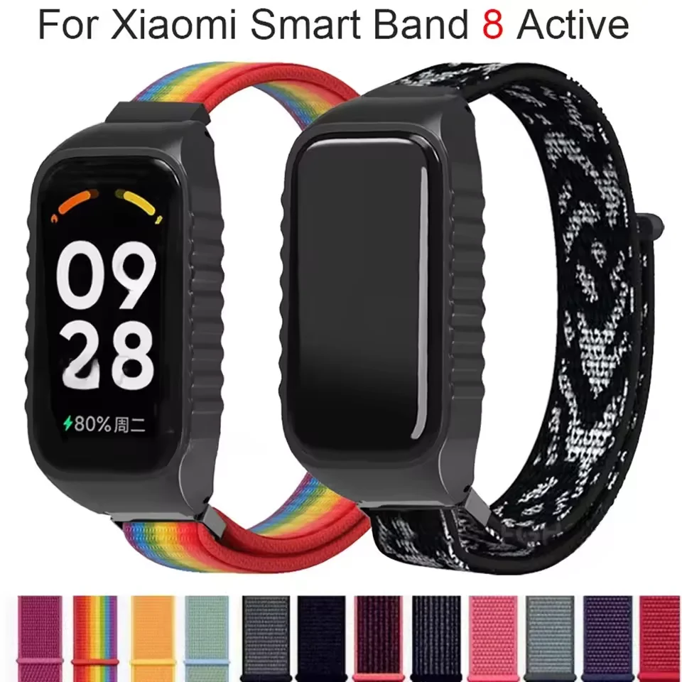 Nylonbänder für Redmi Band 2, Zubehör, Hülle + Handgelenkarmband, weiche Smartwatch, atmungsaktives Armband, Gürtel für Xiaomi Band 8 Active