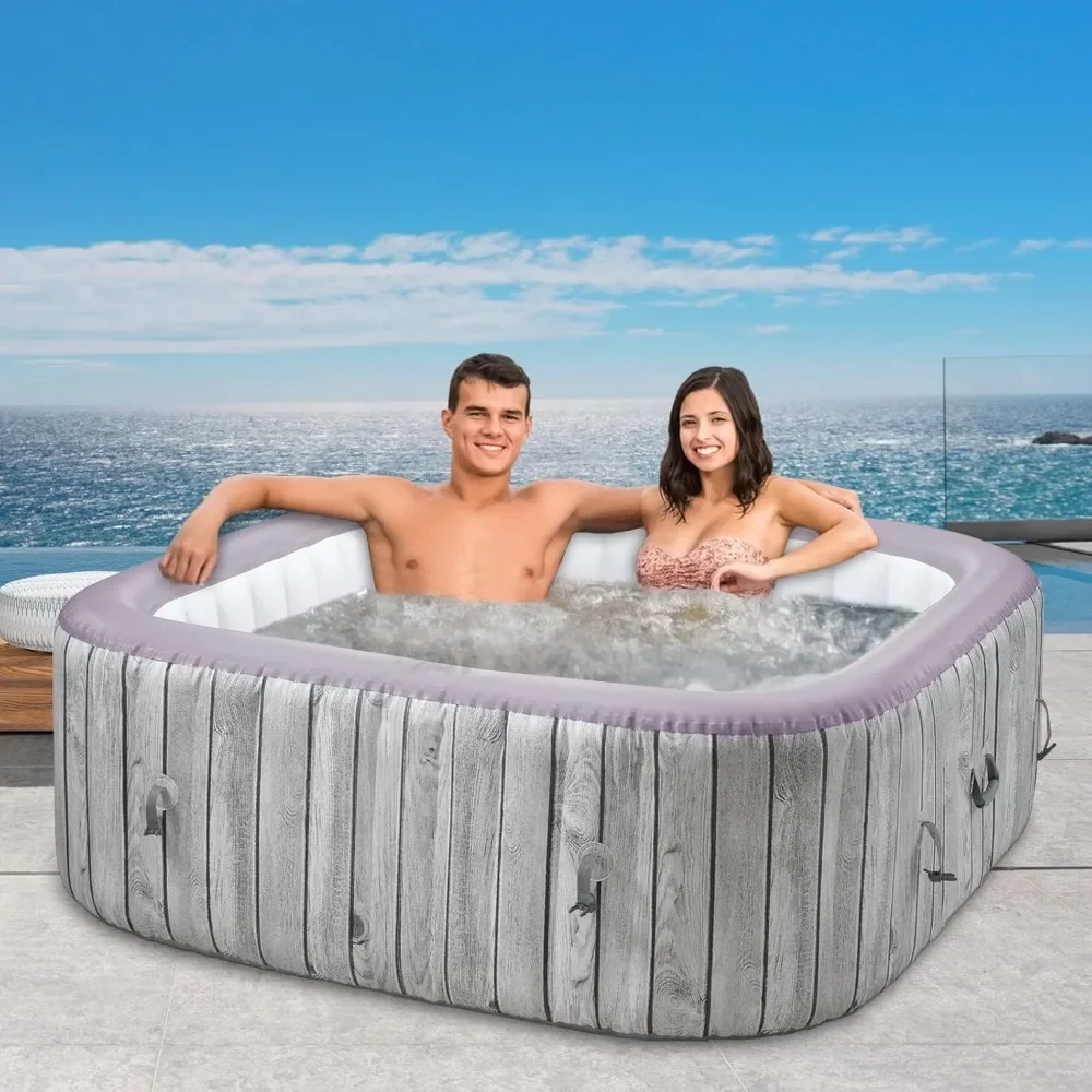 Inflatable Hot Tub 4 To 6 Person，Insulated Cover, Digital Control Panel，Include Inflation Kit，Filter，Insulation Mat，Portable Spa