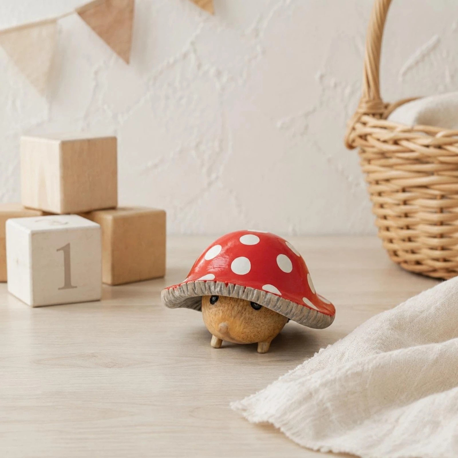 Hedgehog Under Fungus Cap Spotted Fungus Hedgehog Figurine Miniature Mini