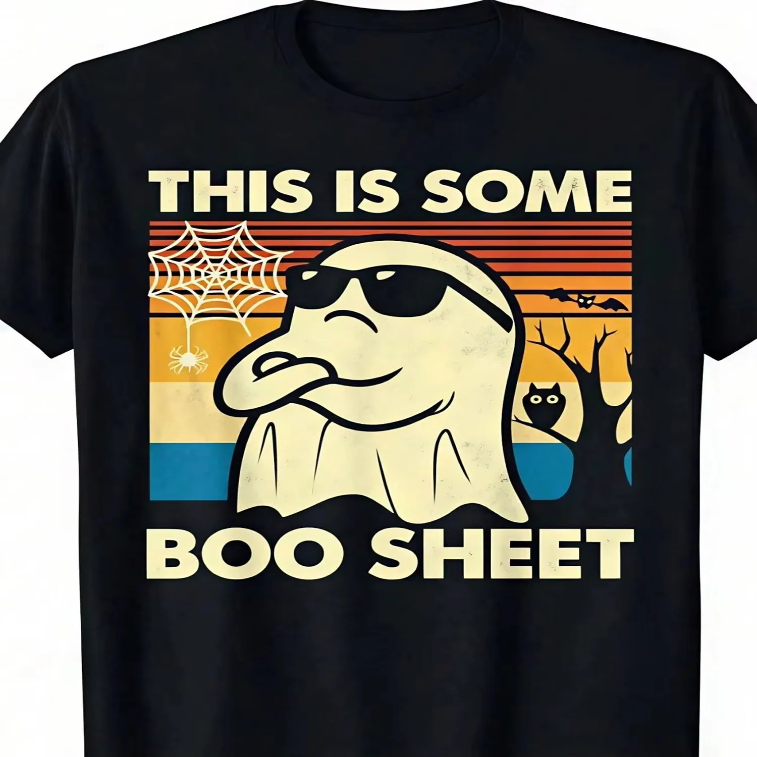 Vintage Retro Style, Funny Ghost Boo Sheet Halloween Graphic, Autumn Holiday Party, Mens Clothes Ropa De Hombre lightweight tshirt, unisex t-shirt
