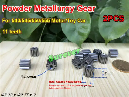 2PCS Powder Metallurgy Gear 3.12mm Aperture 11T For 540/545/550/555 Motor/Toy Car