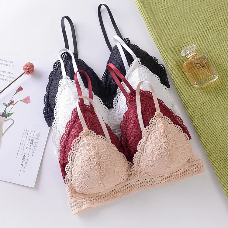 

French triangle cup lace bra with no steel ring and beautiful back