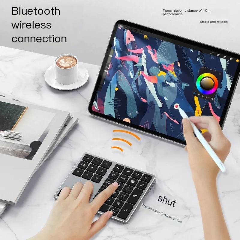 Procreate taşınabilir Mini klavye kablosuz Bluetooth klavye Apple iPad için uygun boyama ultra-ince sessiz boyama tuş takımı