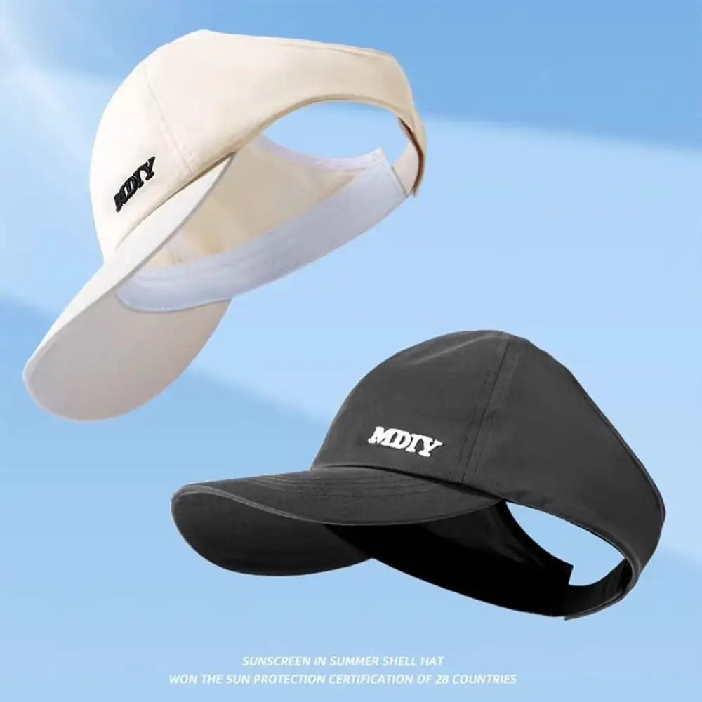 Nuevo Sombrero de cola de caballo de Color sólido para mujer, gorra ajustable de secado rápido con visera, sombrero para el sol medio hueco, verano