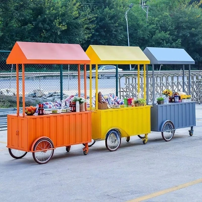 Stall cart Shelf market Night market Stall dining cart Hand push Multifunctional snack Mobile stall cart