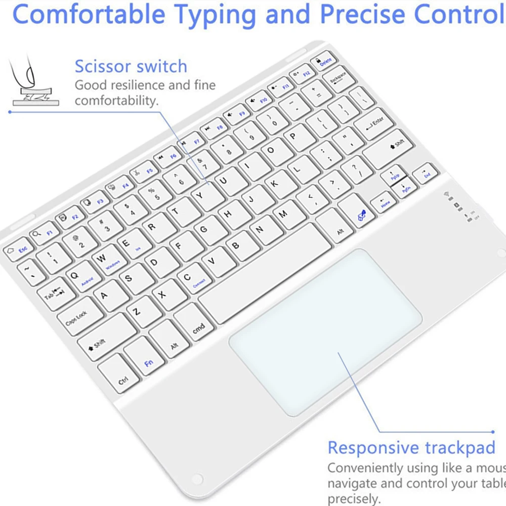 Teclado inalámbrico con Bluetooth para teléfono inteligente, panel táctil para PC, ordenador portátil, iOS, Android, Windows, iPad, Keyboard