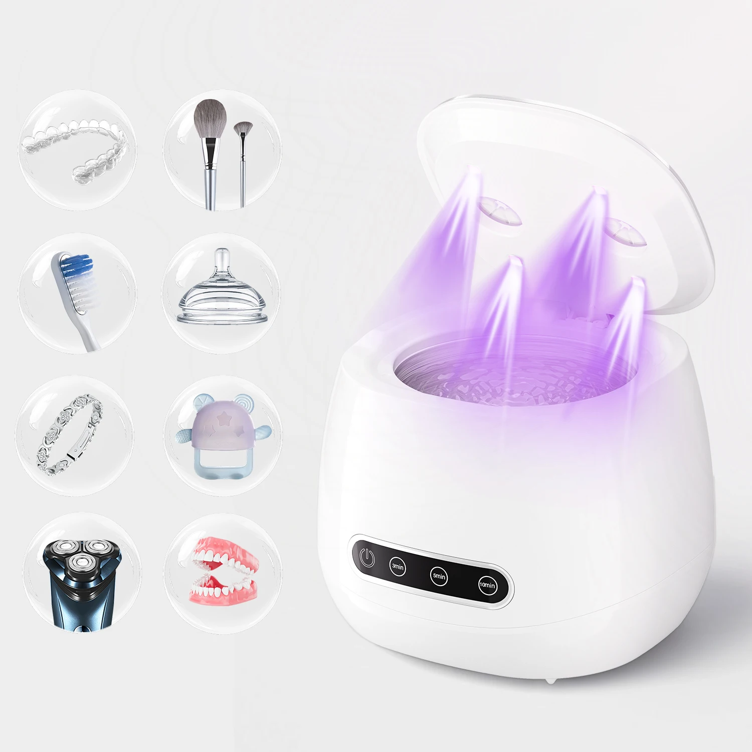 Ultrasonic Multifunctional Cleaning Machine USB Small Household Jewelry Cleaner for Makeup Brushes Braces Mouthguards - Compact