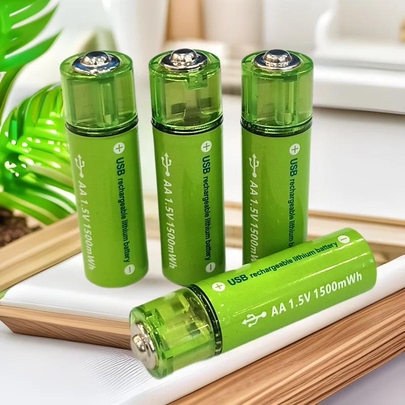 USB Rechargeable AA Batteries Li-ion 1.5V 1.5H 1500mWh Fast Charge Long Lasting Constant Voltage 4PCS Typec Rechargeable Battery