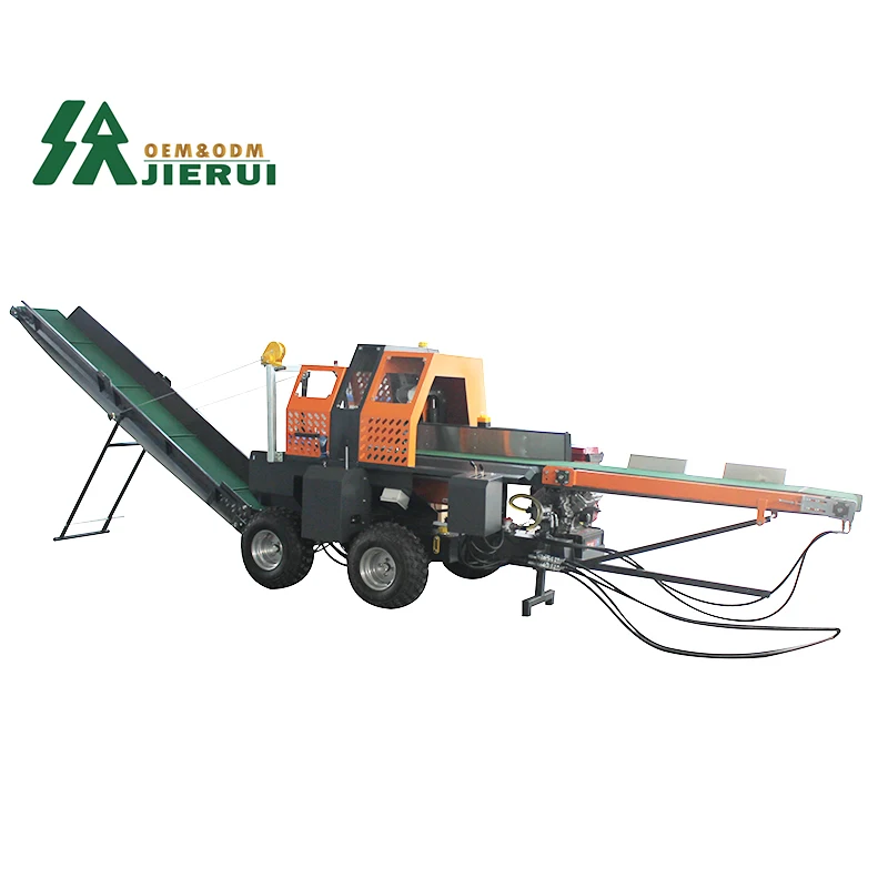 Factory Exported 30T Automatic Wood Processor with Conveyor Engine Powered  Firewood Processor Machine Log Splitter