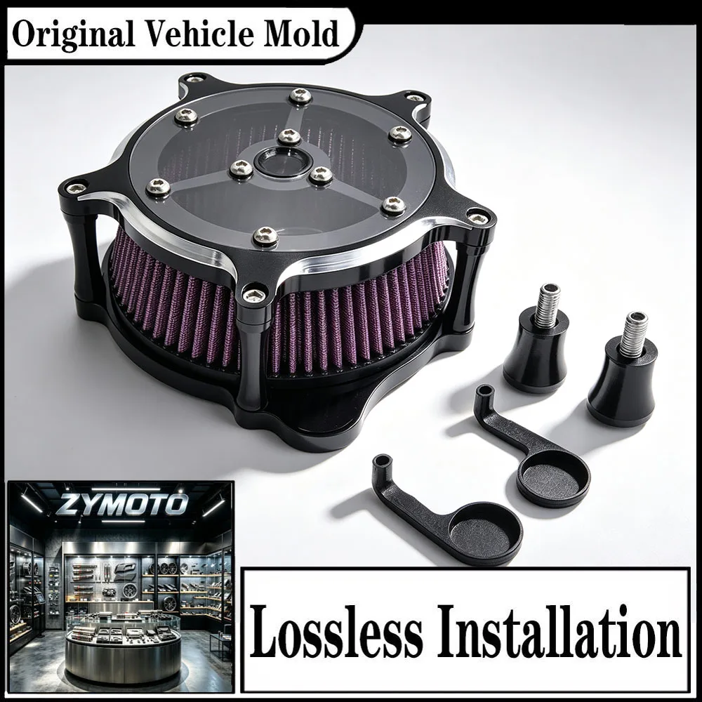 For Harley Touring Street Glide Road Glide Softail Dyna 2008-2016 Slide Type Air Cleaner Intake Filter Kit Black Aluminum