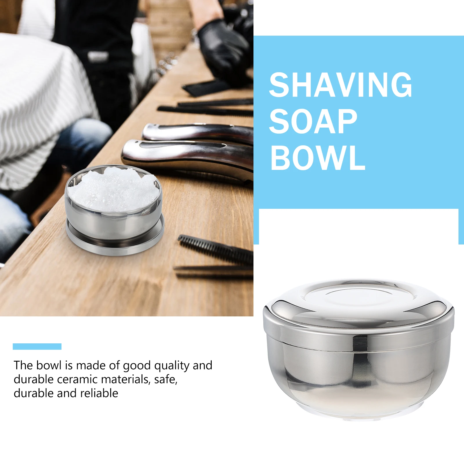 

Stainless Steel Large Capacity Durable Soap Container for Men Smooth Edges Long Lasting Metal Mug Practical Shaving Accessory