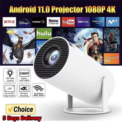 Proyector HiFi HY300 Pro 4K Android 11 Dual Wifi6.0 BT5.0 H713 280ANSI 720P altavoz de sonido de cine incorporado Mini proyector portátil