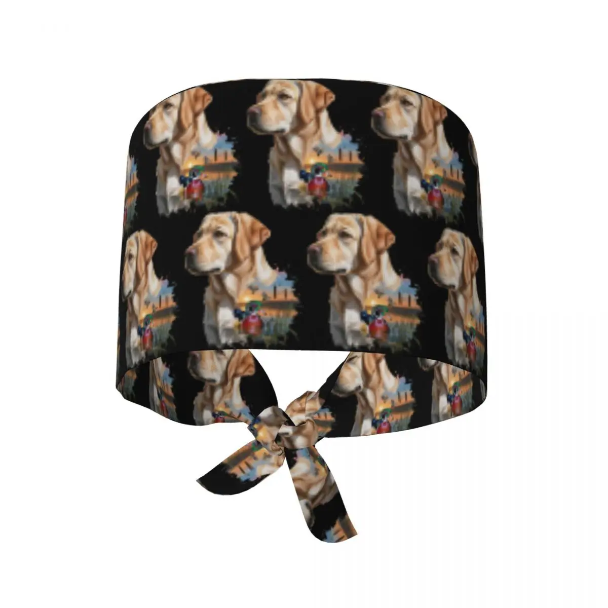 Yellow Labrador And Wood Duck Sunrise Scrub Hat Doctor Working Surgical Cap Men Women Adjustable Nursing Caps for Dentist