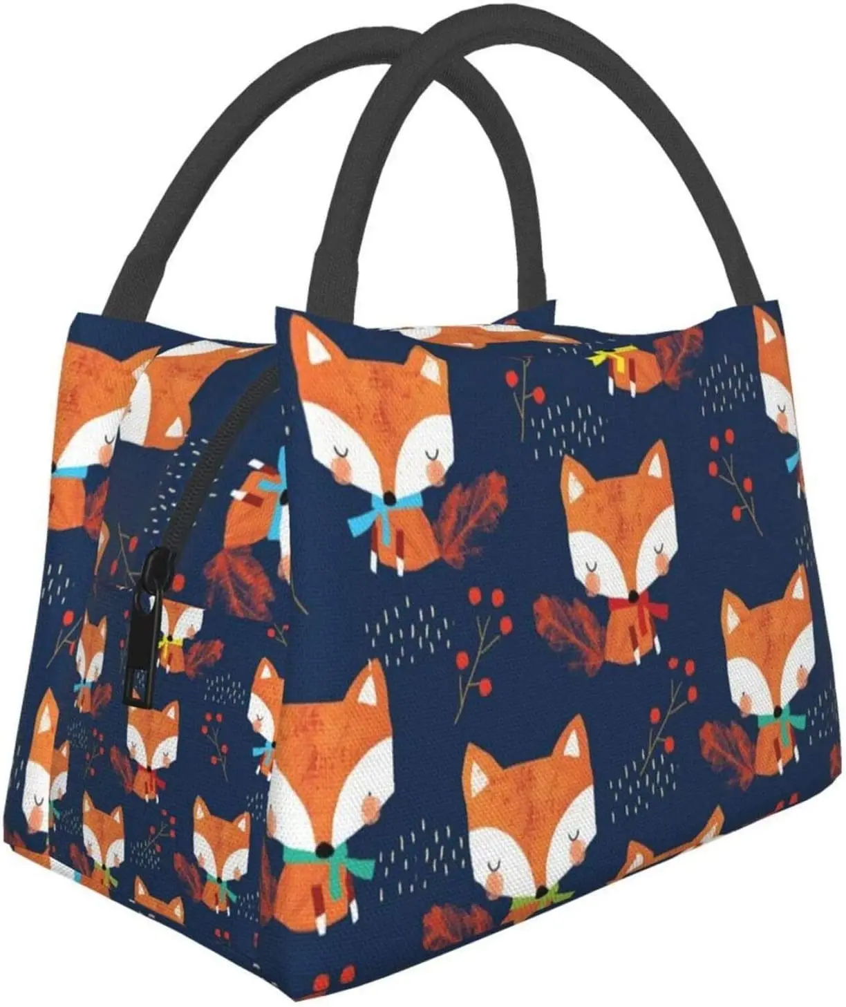 

Portable Insulated Lunch Bag Cute Cartoon Fox Waterproof Tote Bento Bag for Women Kids Office School Hiking Beach Picnic Fishing