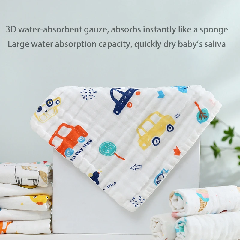 Serviette de bain carrée en coton pour nouveau-né, 6 couches, gaze haute densité, visage de bébé, salive, 100%