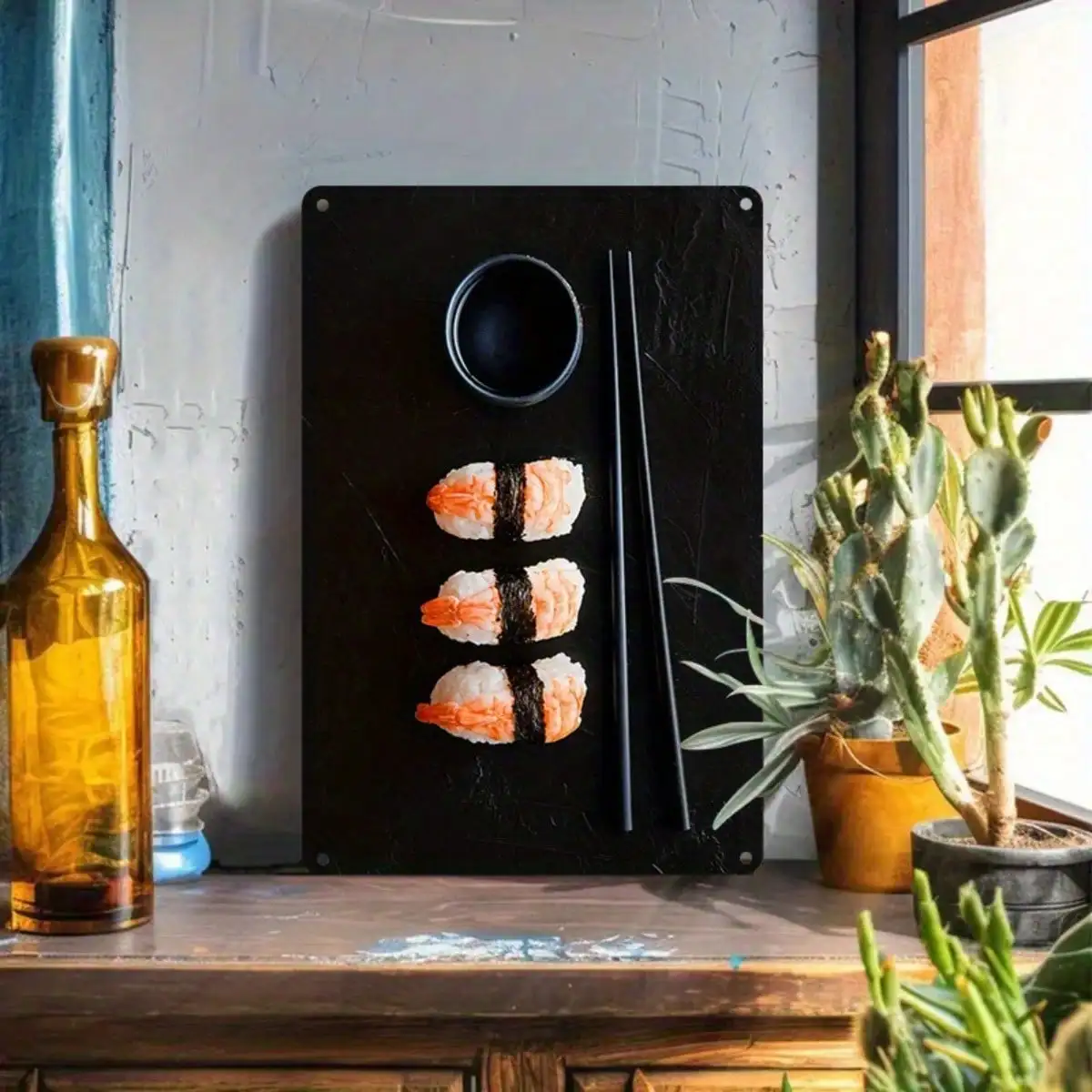 

1PC Tin Sign Salmon Sushi - Japanese Food Decor For Kitchen/Dining Room, Soy Sauce Design, 8x12 Inches/20x30 Cm