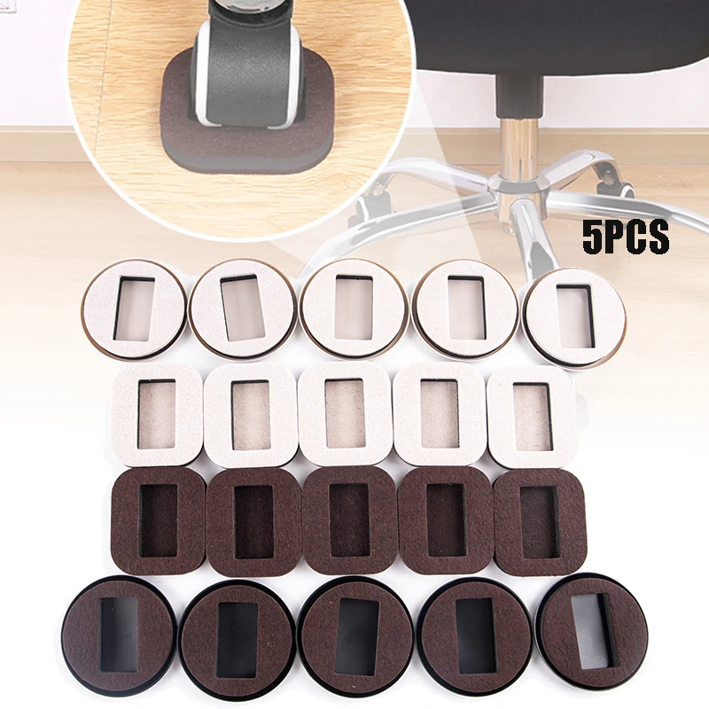 Tapón para rueda de silla de oficina, tazas con ruedas para muebles, protectores de suelo de madera dura, almohadilla antivibración, 5 uds.