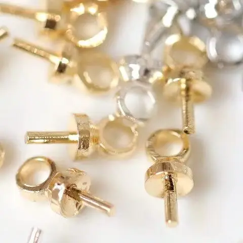 Copper plated real gold belt ring bead cap empty holder sheep's eye nail sticky bead cap DIY jewelry accessories