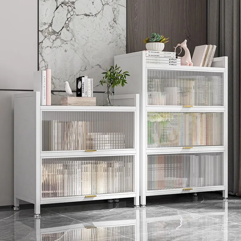 Household Steel Flap Door Dust-proof Bookcase Living Room Bedroom Multi-layer Floor Locker Student Books Toy Storage Cabinet